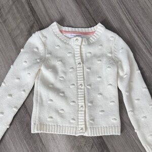 Tommy Bahama 5/6 small girls cardigan sweater pearl buttons dots cream winter